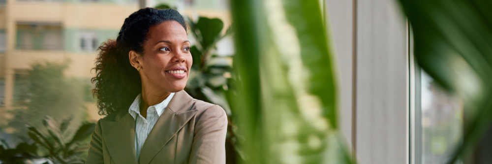 woman looking to her right