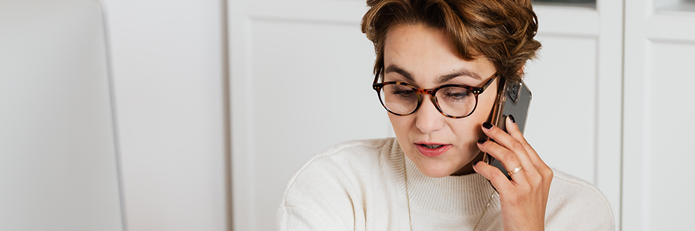 A woman on the phone.
